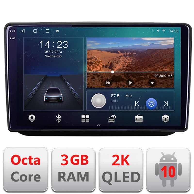 Navigatie Skoda Fabia 2 2009-2014 Android Ecran 2K QLED octa core 3+32 carplay android auto KIT-fabia2+EDT-E310V3-2K