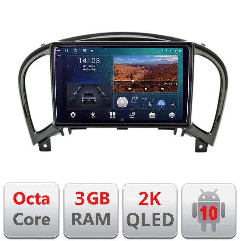 Navigatie Nissan Juke 2010-2015 B-JUKE Android Ecran 2K QLED octa core 3+32 carplay android auto KIT-JUKE+EDT-E309V3-2K