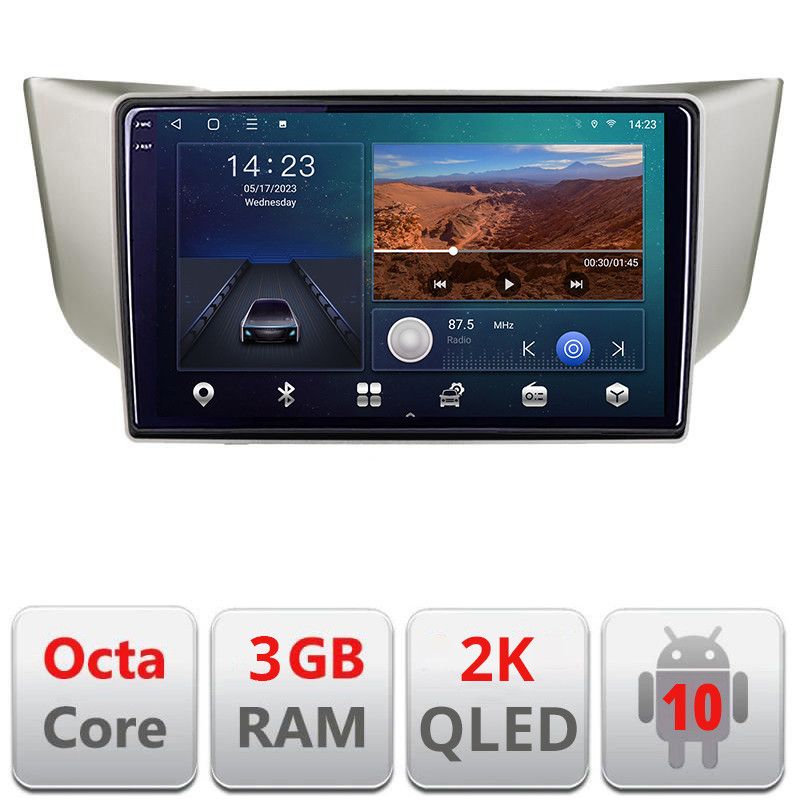 Navigatie Lexus RX 2003-2009 B- rx-03 Android Ecran 2K QLED octa core 3+32 carplay android auto kit-rx-03+EDT-E309V3-2K