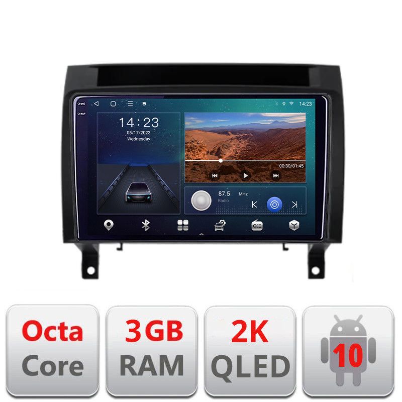 Navigatie Mercedes SLK 2004-2011 B-SLK Android Ecran 2K QLED octa core 3+32 carplay android auto KIT-SLK+EDT-E309V3-2K