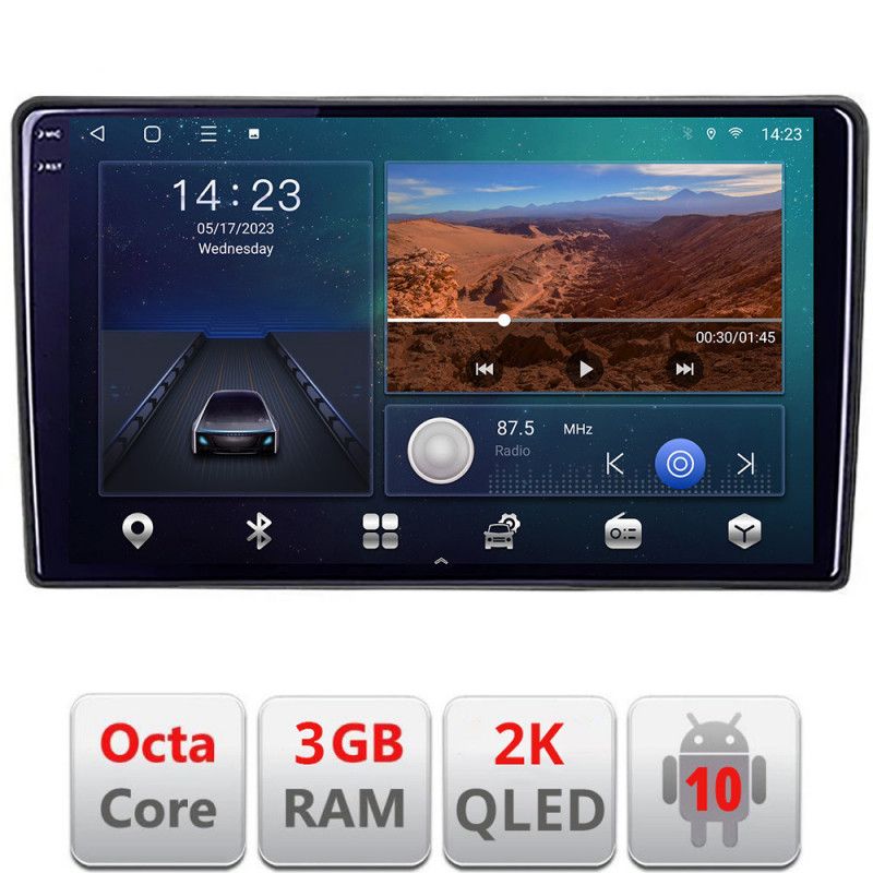 Navigatie Kia Ceed 2010-2012 Android ecran Qled 2K Octa Core 3+32 carplay android auto KIT-Ceed10+EDT-E309v3v3-2K