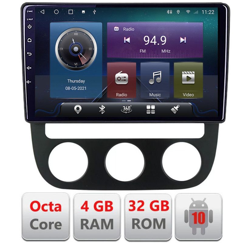 Navigatie VW Golf 5 2004-2010 clima automatica Android radio gps internet Octa core 4+32 KIT-golf5-automatic+EDT-E409