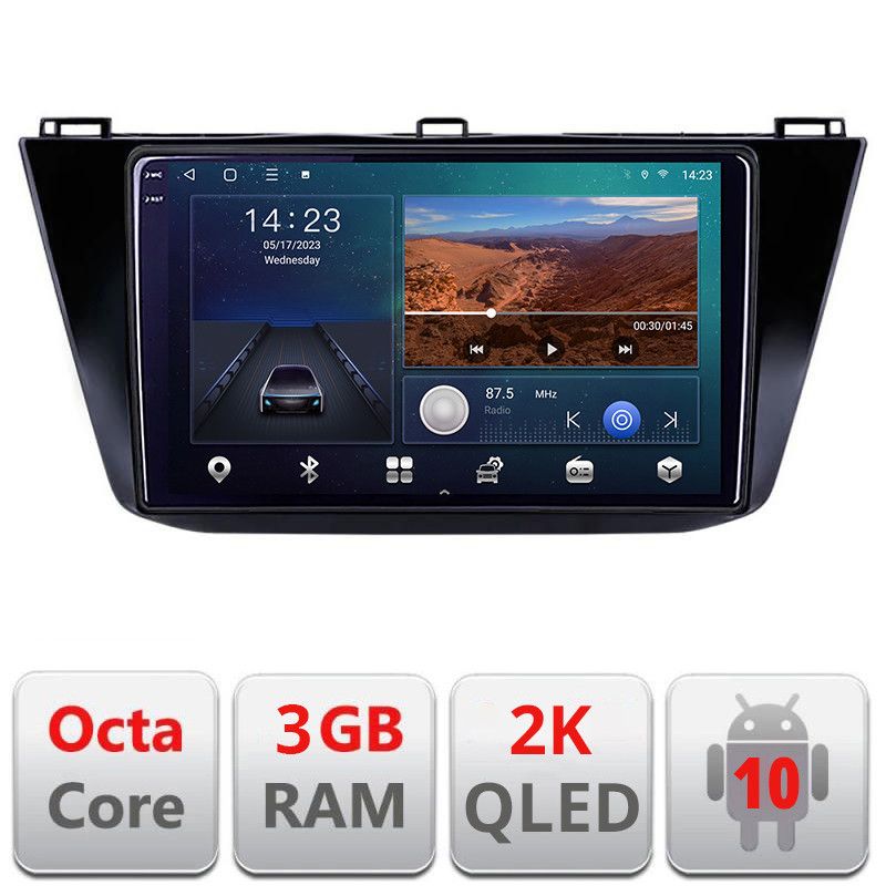 Navigatie VW Tiguan 2016- B-5883 Android Ecran 2K QLED octa core 3+32 carplay android auto KIT-5883+EDT-E310V3-2K