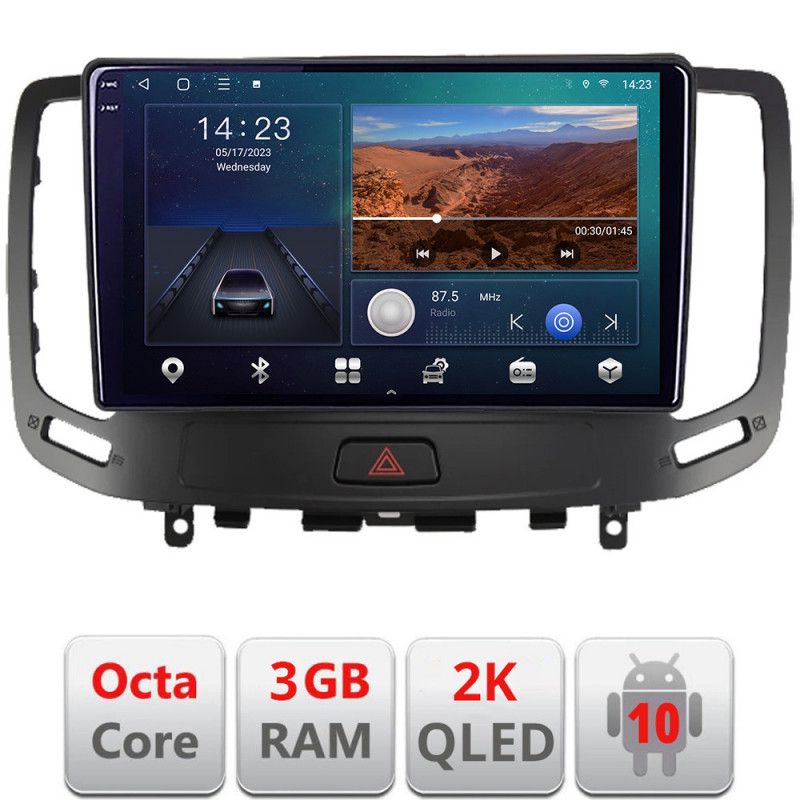 Navigatie Infiniti G35 G37 2006-2013 Android ecran Qled 2K Octa Core 3+32 carplay android auto KIT-G25+EDT-E309v3v3-2K