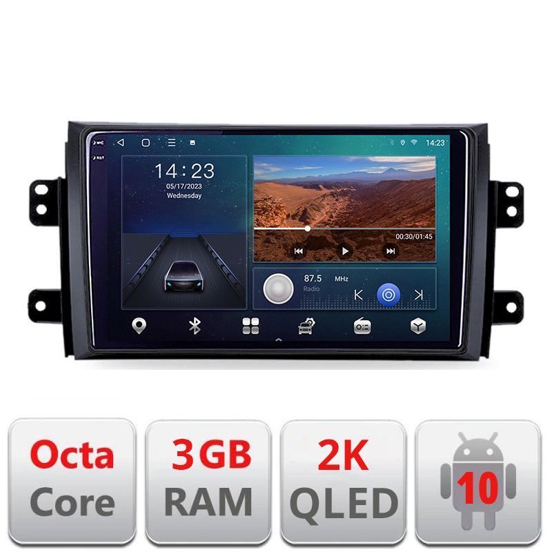 Navigatie Suzuki SX4 2006-2013 B-124 Android Ecran 2K QLED octa core 3+32 carplay android auto KIT-124+EDT-E309V3-2K