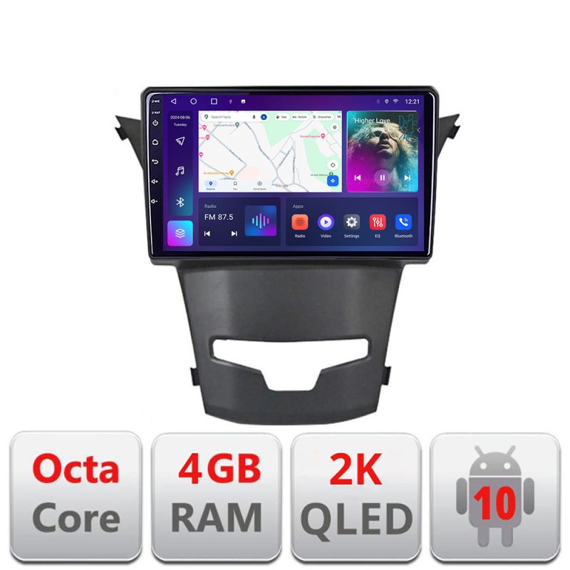 Navigatie Ssangyong Korando 2014-2019 C-1159 Android Octa Core Ecran 2K QLED GPS 4G 4+32GB 360 KIT-1159+EDT-E409-2K