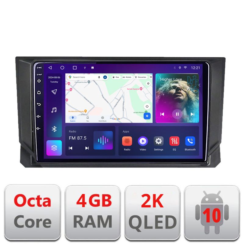 Navigatie Seat Arona Android Octa Core Ecran 2K QLED GPS 4G 4+32GB 360 kit-arona+EDT-E409-2K