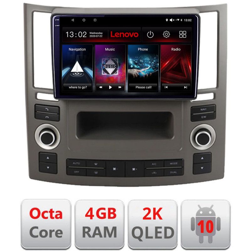 Navigatie Infiniti FX45 2007-2009 , Octacore Qualcomm, 4Gb RAM, 64Gb Hdd, 4G, Qled 2K, DSP, Carplay, Bluetooth