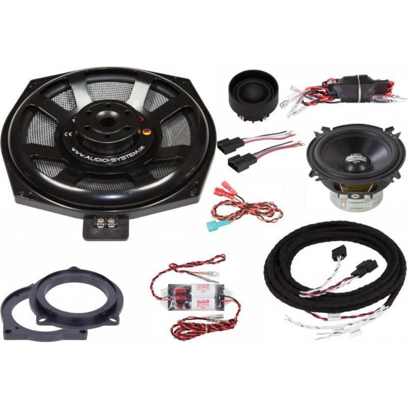 KIT audio dedicat BMW E,F,G Series, fata 100W + difuzoare bass 175W Audio System German Sound