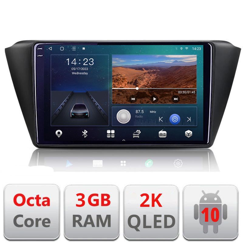 Navigatie Skoda Fabia 2015- B-541 Android Ecran 2K QLED octa core 3+32 carplay android auto KIT-541+EDT-E309V3-2K