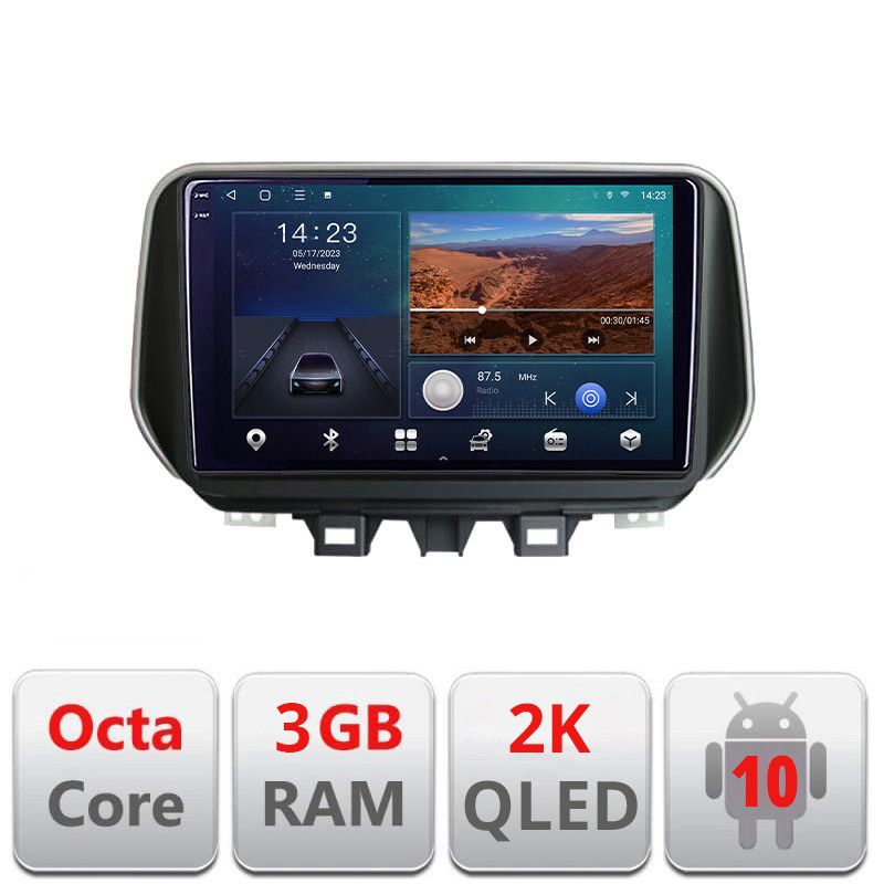 Navigatie HHyundai Tucson 2019 Quad Core B-1135 Android Ecran 2K QLED octa core 3+32 carplay android auto KIT-1135+EDT-E309V3-2K