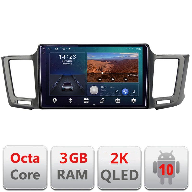 Navigatie Toyota RAV4 B-247 Android Ecran 2K QLED octa core 3+32 carplay android auto KIT-247+EDT-E309V3-2K