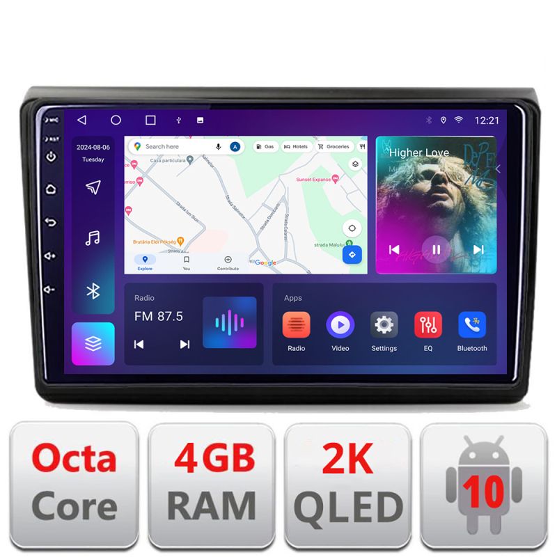 Navigatie Fiat BRAVO 2007-2014 C-BRAVO Android Octa Core Ecran 2K QLED GPS 4G 4+32GB 360 KIT-BRAVO+EDT-E409-2K