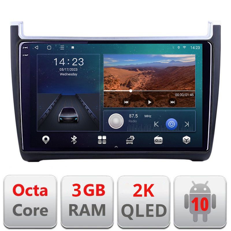 Navigatie VW Polo 2014- B-655 Android Ecran 2K QLED octa core 3+32 carplay android auto KIT-655+EDT-E309V3-2K