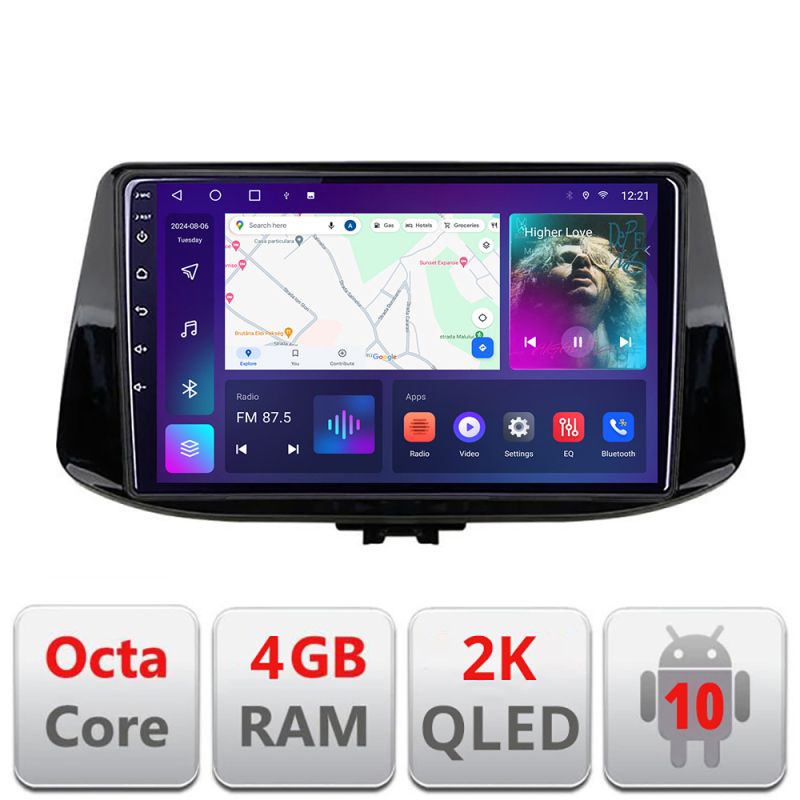 Navigatie Hyundai I30 2017- C-1041 Android Octa Core Ecran 2K QLED GPS 4G 4+32GB 360 KIT-1041+EDT-E409-2K