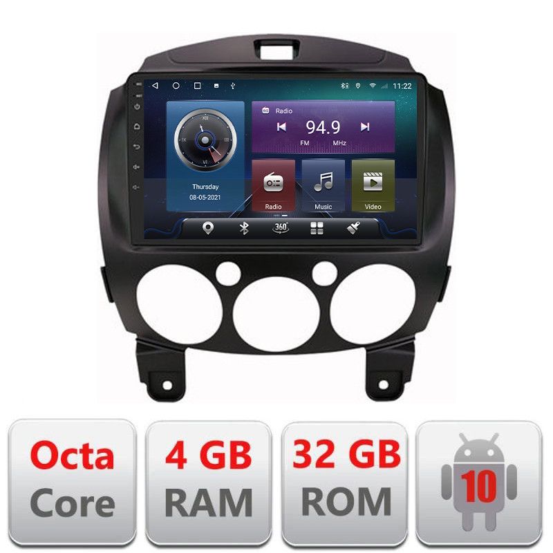 Navigatie Mazda 2 2007-2013 Android radio gps internet Octa core 4+32 Kit-mazda2+EDT-E409