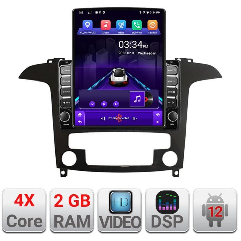 Navigatie Ford S-Max 2008-2012 K-003 ecran tip TESLA 9.7" cu Android Radio Bluetooth Internet GPS WIFI 2+32 DSP Quad C