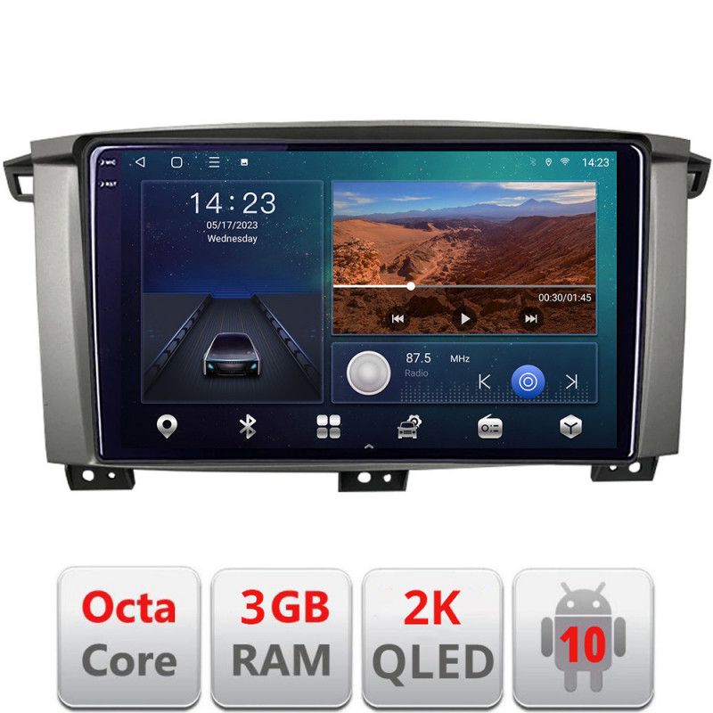 Navigatie Toyota Land Cruiser L100 2002-2006 Android ecran Qled 2K Octa Core 3+32 carplay android auto KIT-L105+EDT-E310v3v3-2K