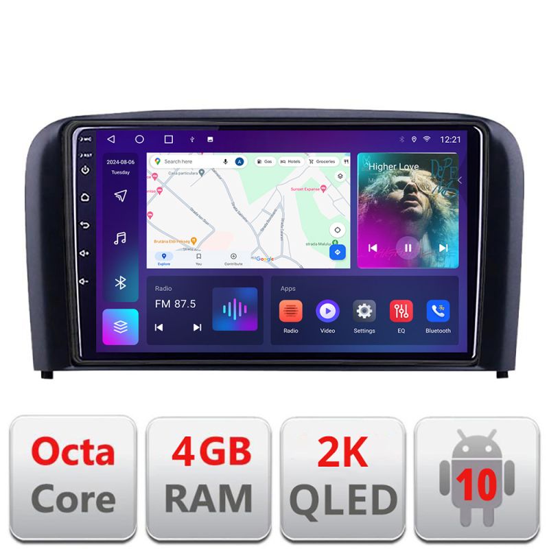 Navigatie Volvo S80 2004-2006 C-S80 Android Octa Core Ecran 2K QLED GPS 4G 4+32GB 360 KIT-S80+EDT-E409-2K