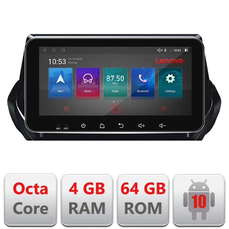 Navigatie Peugeot 2008 2020- Android radio gps internet Octa Core 4+64 LTE ecran de 10.33\' wide Kit-209-2020+EDT-E511-PRO