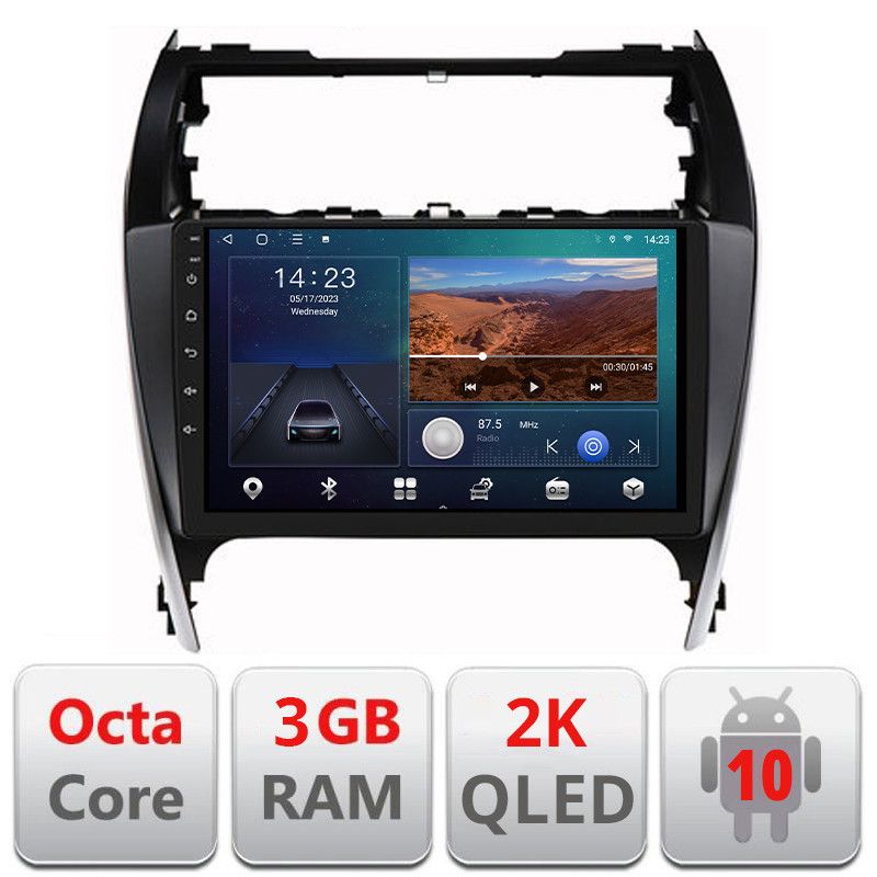 Navigatie Toyota Camry 2012-2018 Android ecran Qled 2K Octa Core 3+32 carplay android auto Kit-camry12+EDT-E310v3-2K