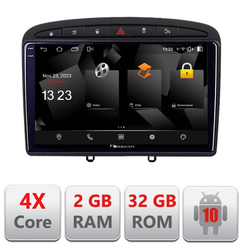 Navigatie Peugeot 308 Quad Core 5230-038 Android Ecran 720P Quad Core 2+32 carplay android auto