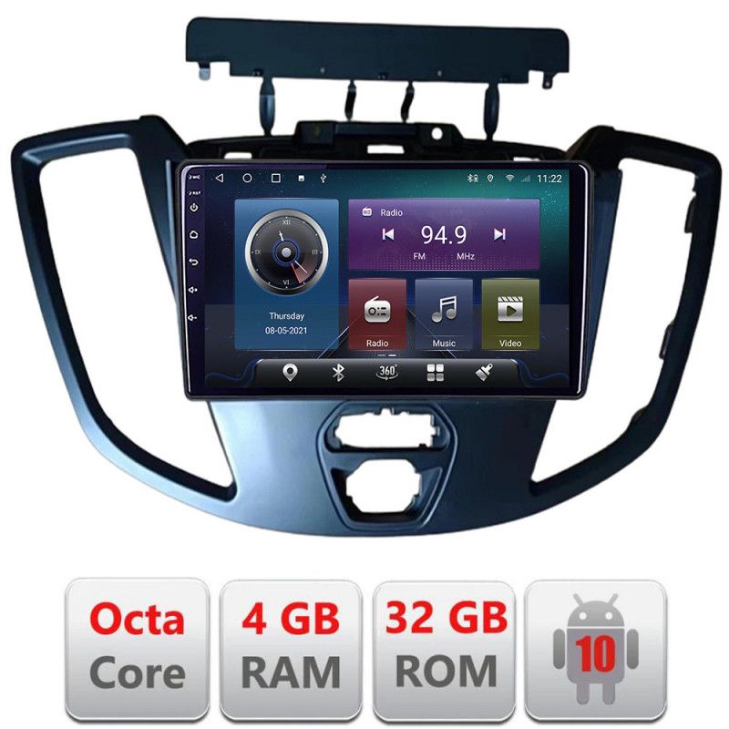 Navigatie Ford Transit 2015-2020 Android radio gps internet Octa core 4+32 kit-turneo-custom+EDT-E409