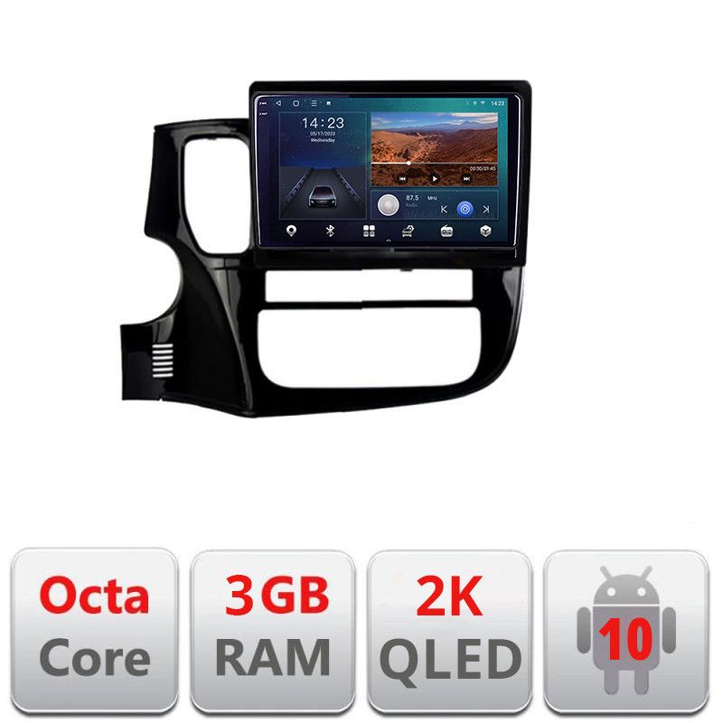 Navigatie Mitsubishi Outlander 2014- B-1230 Android Ecran 2K QLED octa core 3+32 carplay android auto KIT-1230+EDT-E310V3-2K