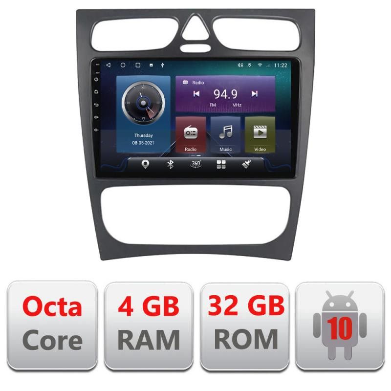 Navigatie Mercedes CLK C W203 C-clk Octa Core cu Android Radio Bluetooth Internet GPS WIFI 4+32GB