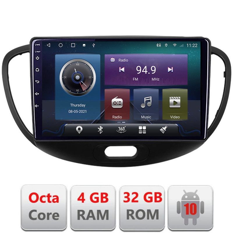 Navigatie HHyundai I10 2007-2013 Android radio gps internet Octa core 4+32 KIT-i10-2007+EDT-E409