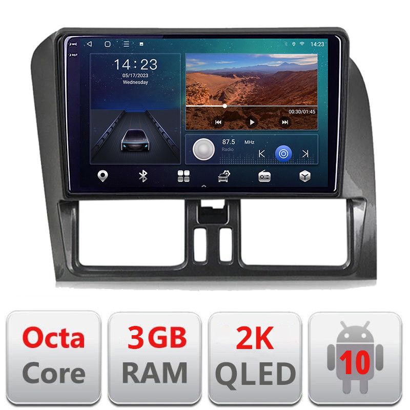 Navigatie dedicata Volvo XC60 2014-2018 sistem Sensus Connect B-272-14 Android Ecran 2K QLED octa core 3+32 carplay android auto kit-272-14+EDT-E309V3-2K