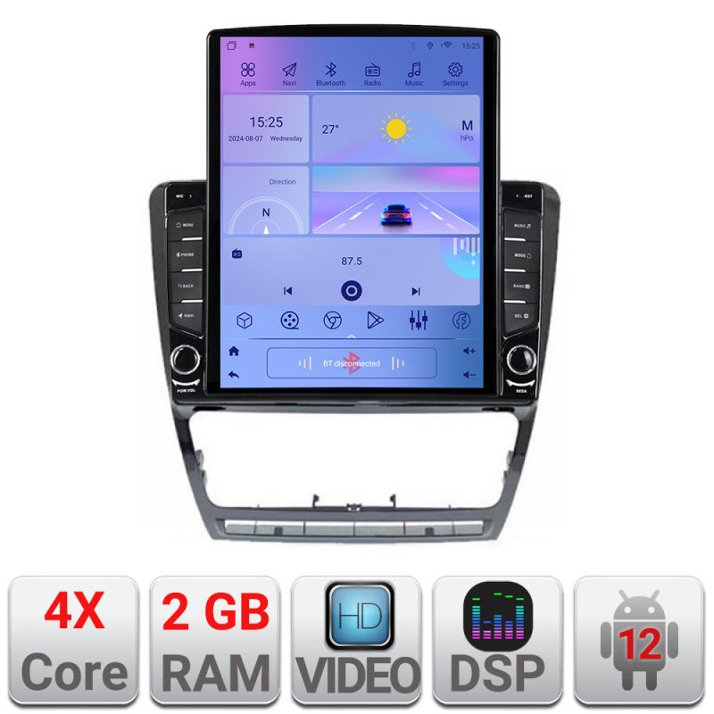 Navigatie Skoda Octavia 2 2005-2013 Manual K-005 ecran tip TESLA 9.7" cu Android Radio Bluetooth Internet GPS WIFI 2+3