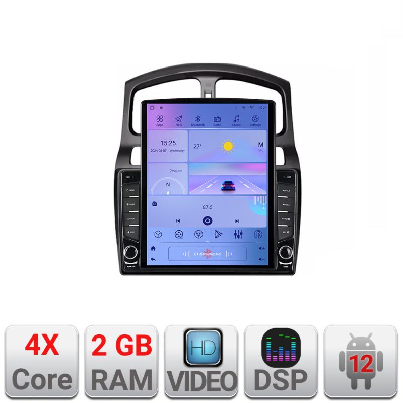 Navigatie HHyundai Santa Fe 2000-2006 ecran tip TESLA 9.7" cu Android Radio Bluetooth Internet GPS WIFI 2+32 DSP Quad C