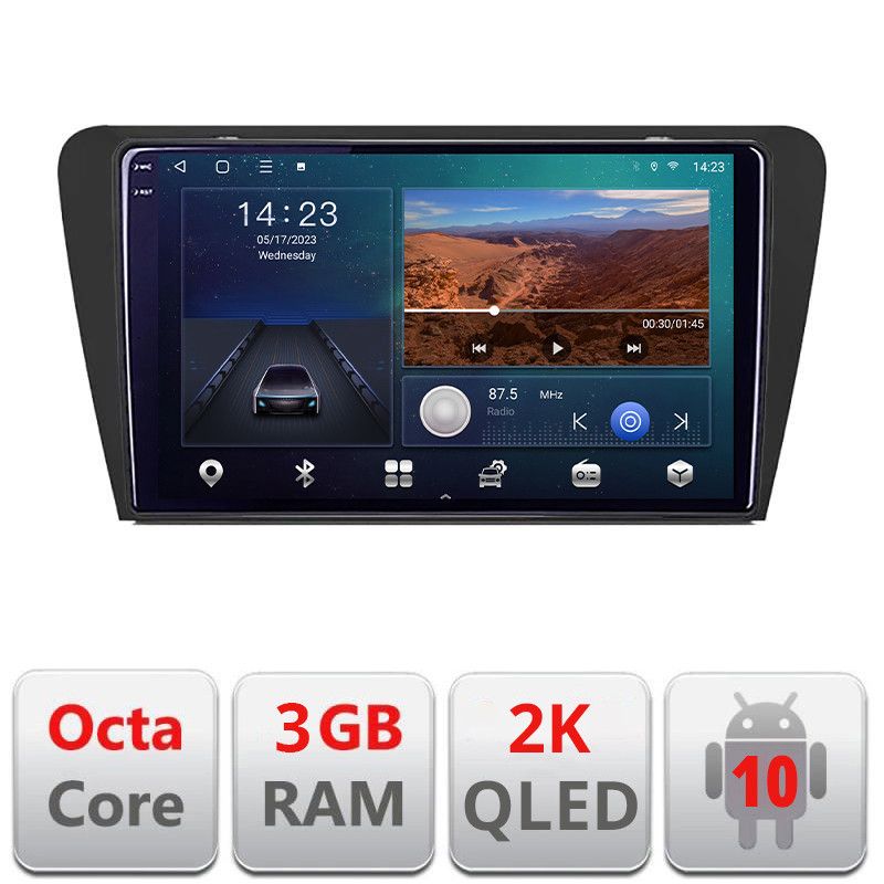 Navigatie Skoda Octavia 3 B-279 Android Ecran 2K QLED octa core 3+32 carplay android auto KIT-279+EDT-E310V3-2K