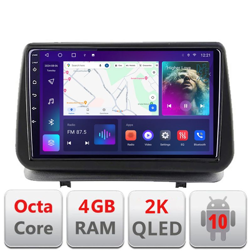 Navigatie Renault Clio 3 2005-2013 Android Octa Core Ecran 2K QLED GPS 4G 4+32GB 360 kit-clio3+EDT-E409-2K