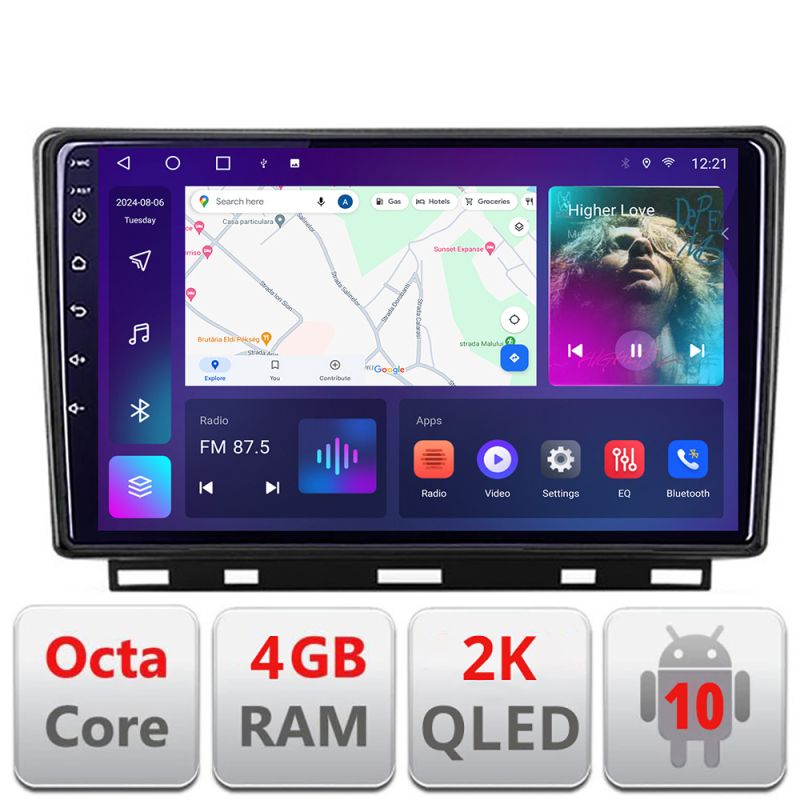 Navigatie Renault Clio 5 Android Octa Core Ecran 2K QLED GPS 4G 4+32GB 360 KIT-clio5+EDT-E409-2K