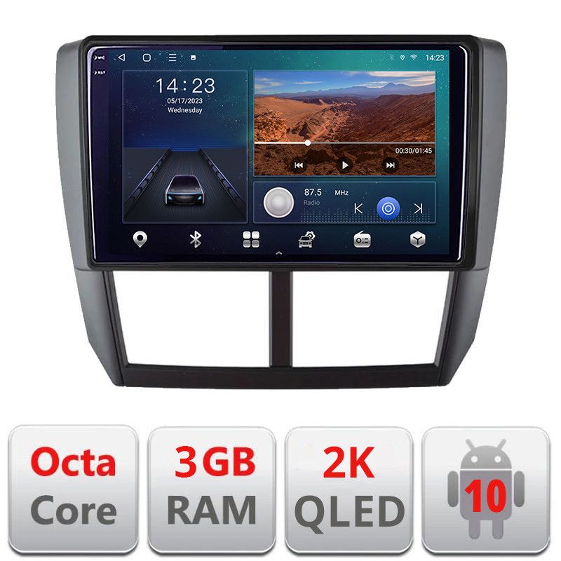 Navigatie Subaru Forester 2007-2013 B-SU01 Android Ecran 2K QLED octa core 3+32 carplay android auto KIT-SU01+EDT-E309V3-2K