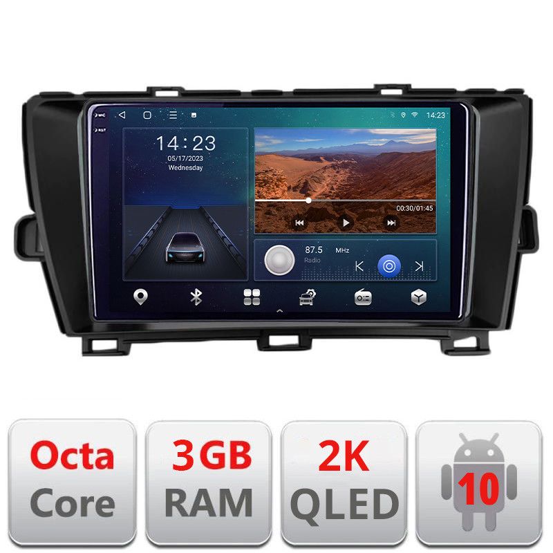 Navigatie Toyota Prius 2009-2014 B-TY39 Android Ecran 2K QLED octa core 3+32 carplay android auto KIT-TY39+EDT-E309V3-2K