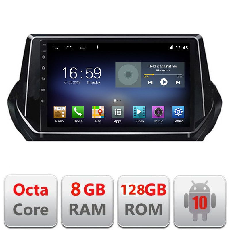 Navigatie Peugeot 2008 2020- Android radio gps internet Octa Core 8+128 LTE Kit-209-2020+EDT-E609