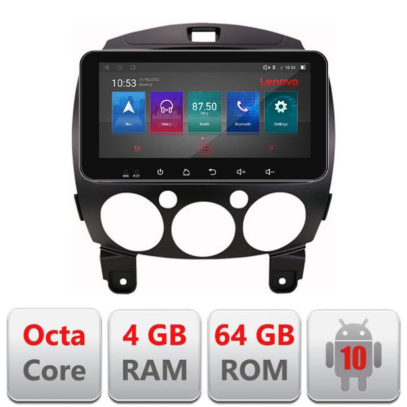 Navigatie Mazda 2 2007-2013 Android radio gps internet Octa Core 4+64 LTE ecran de 10.33\' wide Kit-mazda2+EDT-E511-PRO