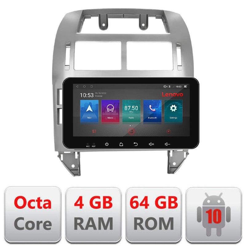 Navigatie VW Polo 2004-2011 Android radio gps internet Octa Core 4+64 LTE ecran de 10.33\' wide Kit-polo+EDT-E511-PRO