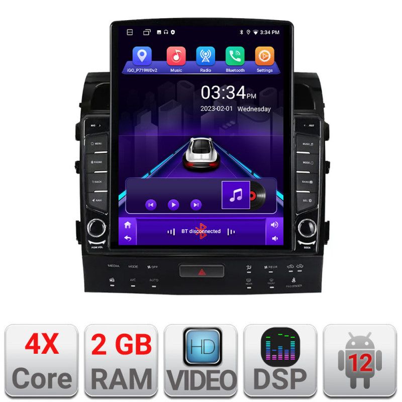 Navigatie Toyota Landcruiser 200 V8 2007-2015 cu navi si 360 Android radio gps internet quad core 2+32 ecran vertical 9.7