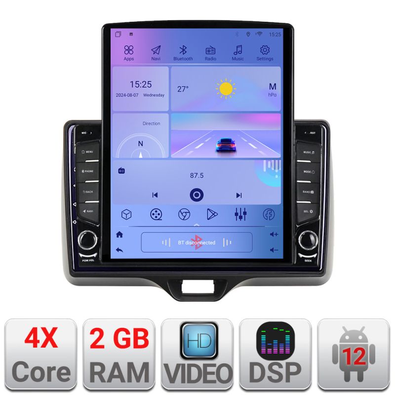 Navigatie Toyota Yaris 2020- Android radio gps internet quad core 2+32 ecran vertical 9.7