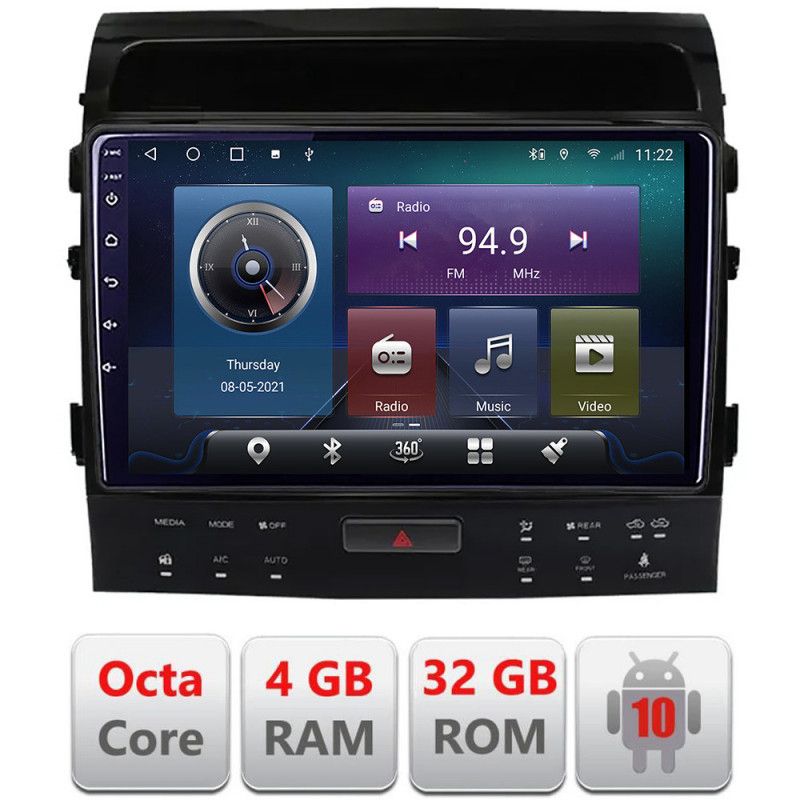 Navigatie Toyota Landcruiser 200 V8 2007-2015 cu navi si 360 Android radio gps internet Octa core 4+32 KIT-381-360+EDT-E409