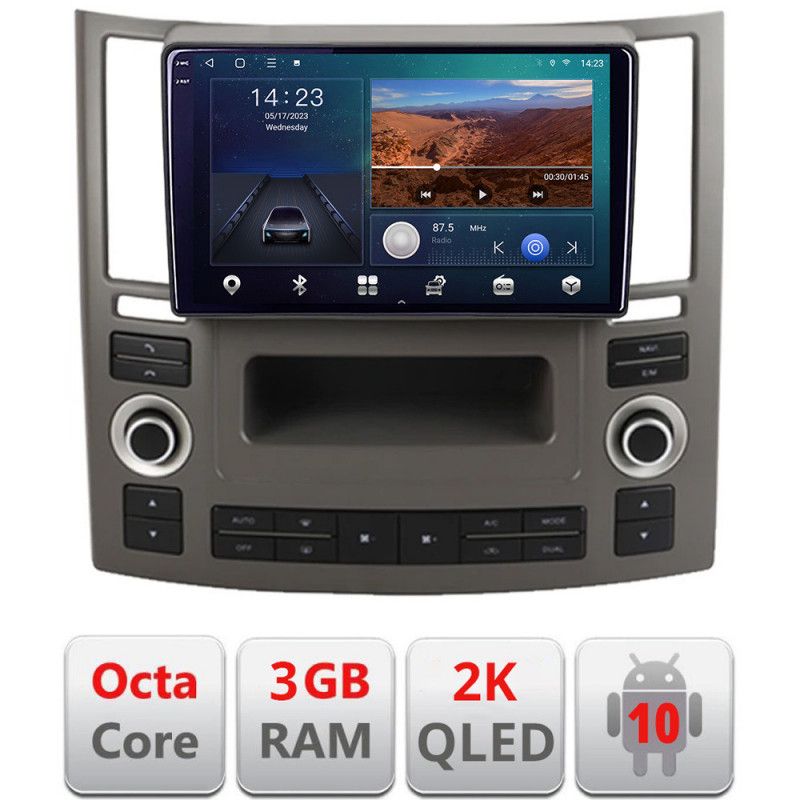 Navigatie Infiniti FX45 2007-2009 Android ecran Qled 2K Octa Core 3+32 carplay android auto fx45-old+EDT-E309v3v3-2K