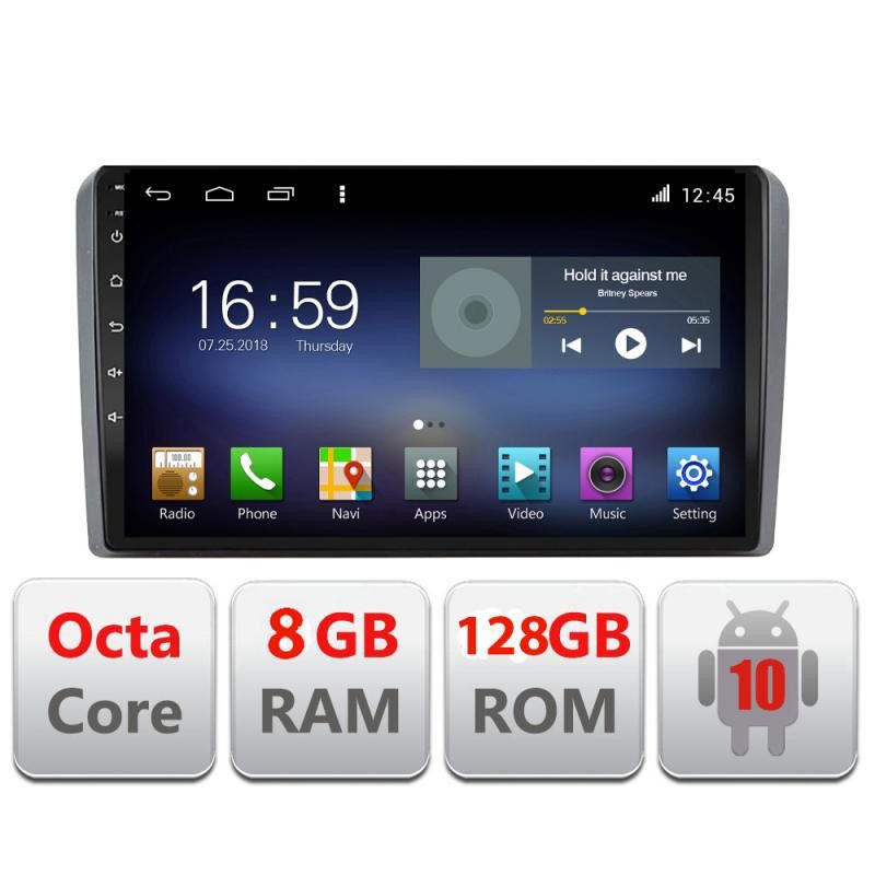 Navigatie Audi A3 8P F-049 Octa Core cu Android Radio Bluetooth Internet GPS WIFI DSP 8+128GB 4G