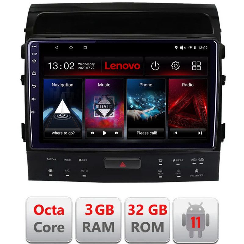 Navigatie Toyota Landcruiser 200 V8 2007-2015 cu navi si 360 Android radio gps internet Octa Core 3+32 KIT-381-360+EDT-E509 LENOVO LITE