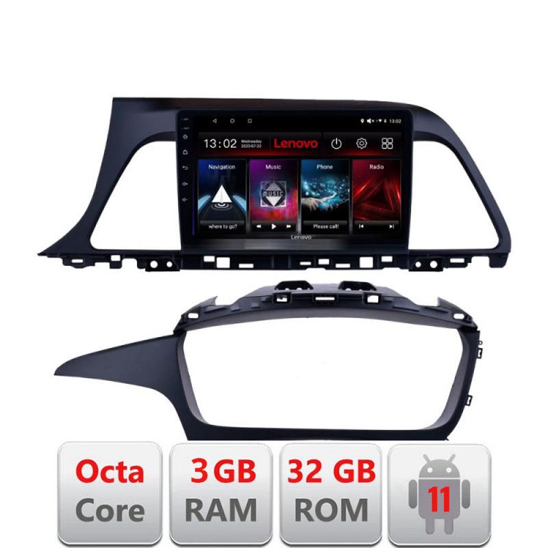 Navigatie HHyundai Sonata D-417 Octa Core cu Android Radio Bluetooth Internet GPS WIFI DSP 3+32 GB 4G KIT-417+ED LENOVO LITE