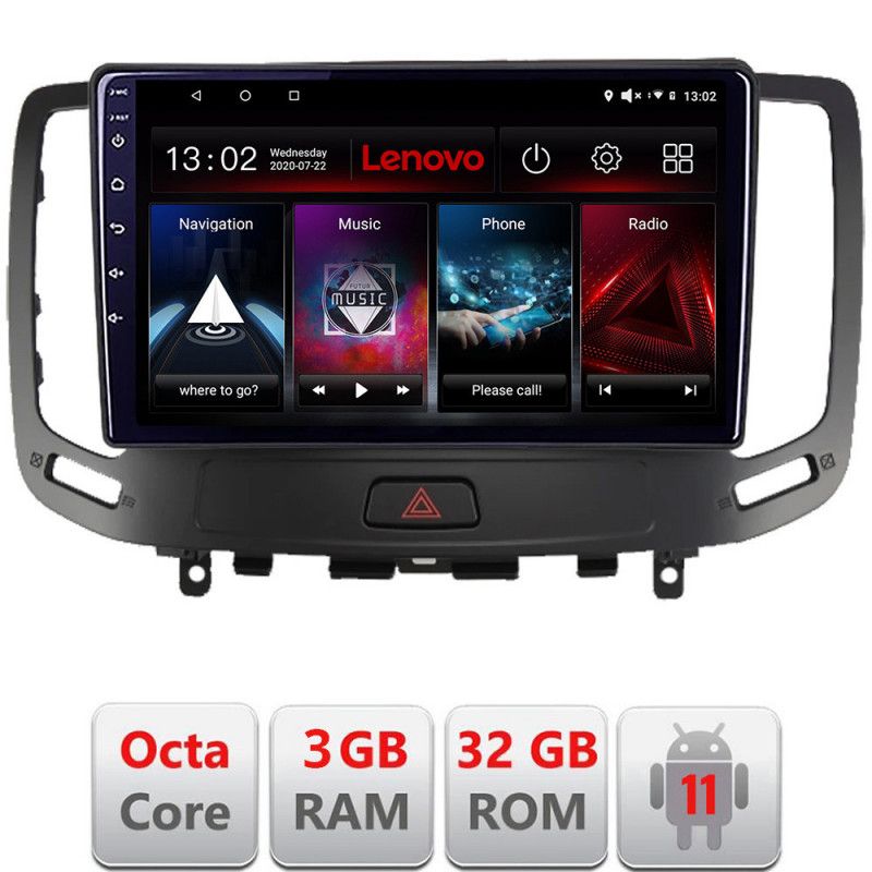 Navigatie Infiniti G35 G37 2006-2013 Android radio gps internet Octa Core 3+32 KIT-G25+EDT-E509 LENOVO LITE