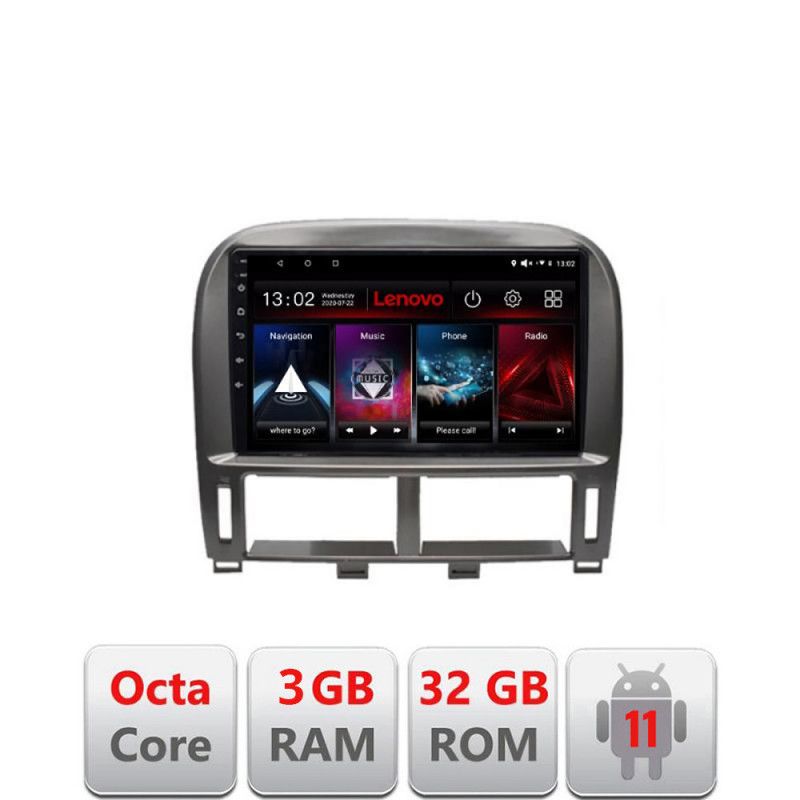 Navigatie Lexus LS 1999-2006 D- LS-99 Octa Core cu Android Radio Bluetooth Internet GPS WIFI DSP 3+32 GB 4G ki LENOVO LITE